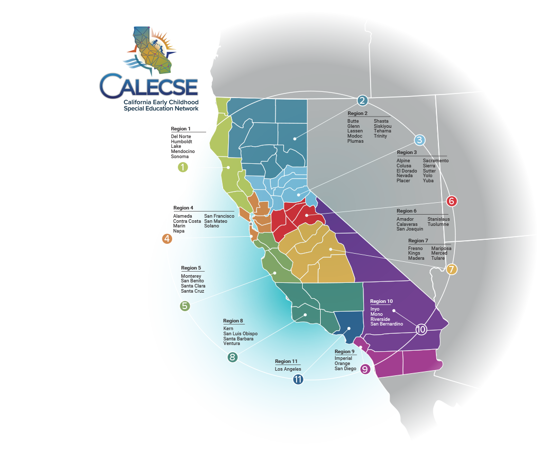 California Map showing counties with ring of service